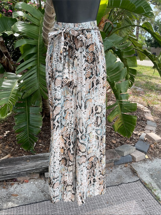Lascana Pants - snake print wide leg rayon pants
